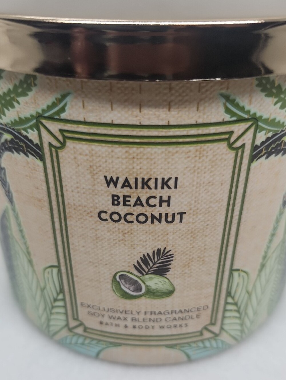 Bath & Body Works Waikiki Beach Coconut 3-Wick Candle New - Picture 2 of 5